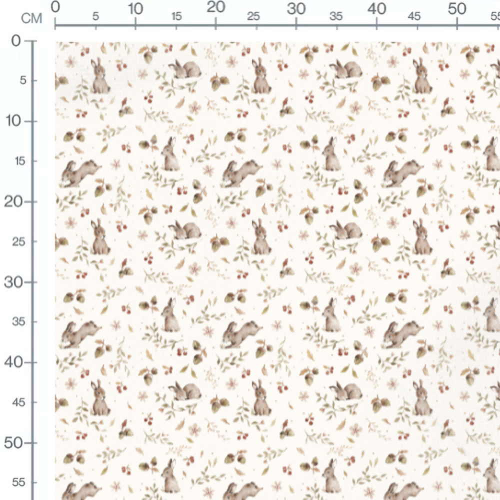 Tissu - Lapins et feuillage pastel