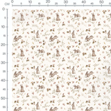 Tissu - Lapins et feuillage pastel