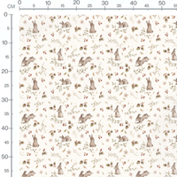Tissu - Lapins et feuillage pastel