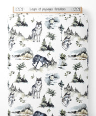 Tissu - Loups et paysages forestiers