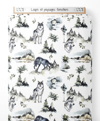 Tissu - Loups et paysages forestiers