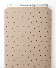 Tissu - Pois marron sur beige