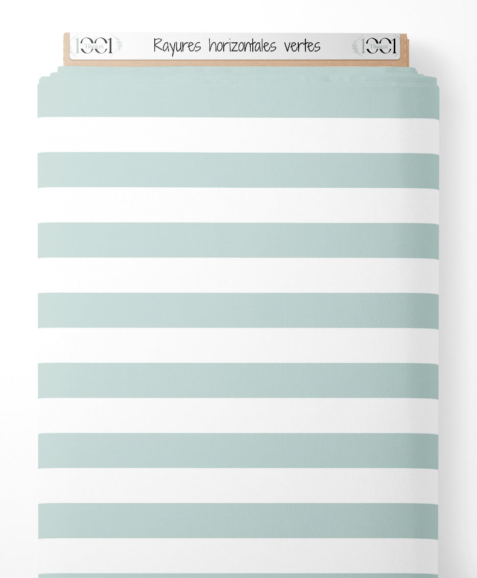 Tissu - Rayures horizontales vertes