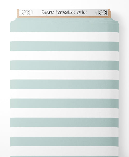Tissu - Rayures horizontales vertes