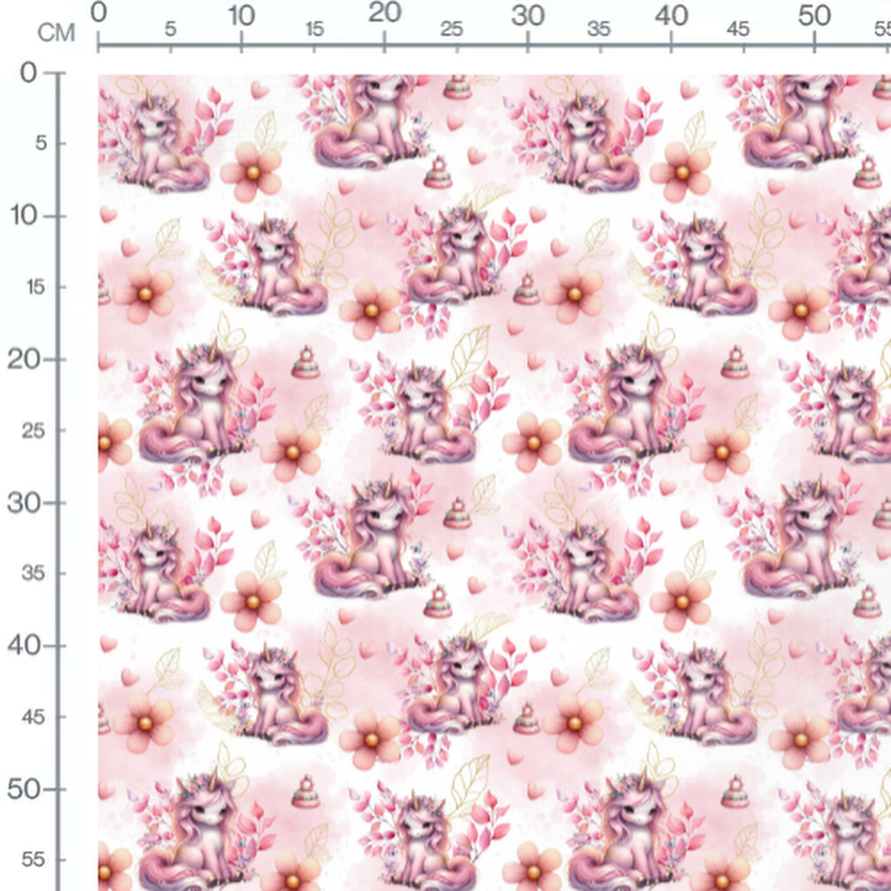 Tissu - licorne rose dore