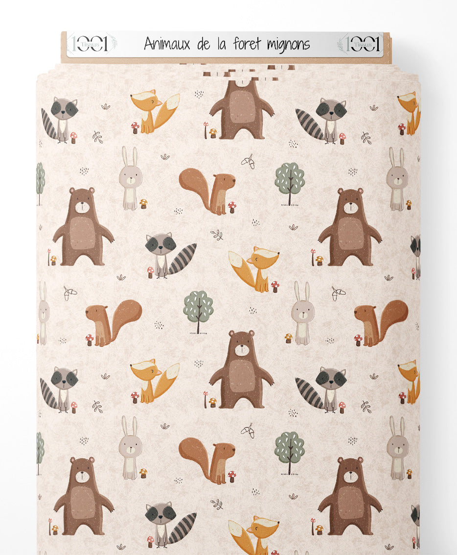 Tissu - Animaux de la forêt mignons