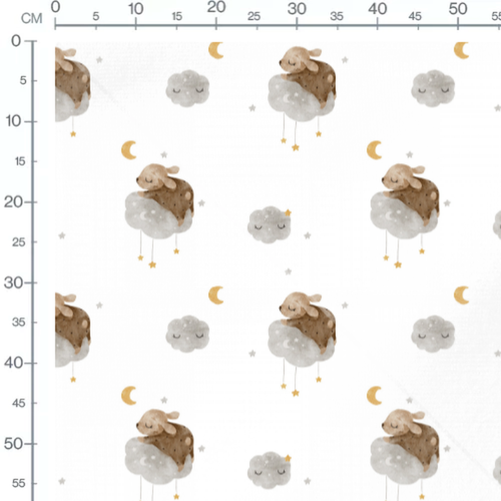 Tissu - Animaux sur nuages