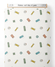 Tissu - Bobines vert, bleu et jaune