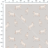 Tissu - Chevaux blancs sur fond gris