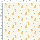 Tissu - Poires et papillons sur crème