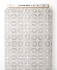 Tissu - Géométrie beige et gris fin