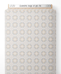 Tissu - Géométrie beige et gris fin