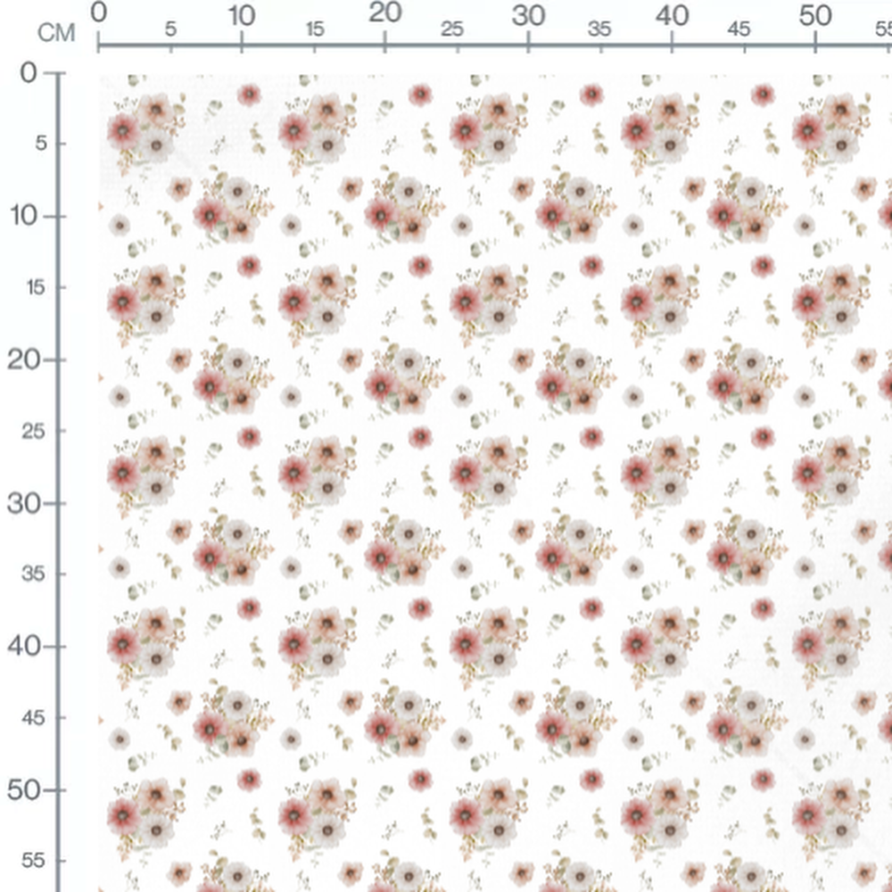 Tissu - Fleurs roses et blanches