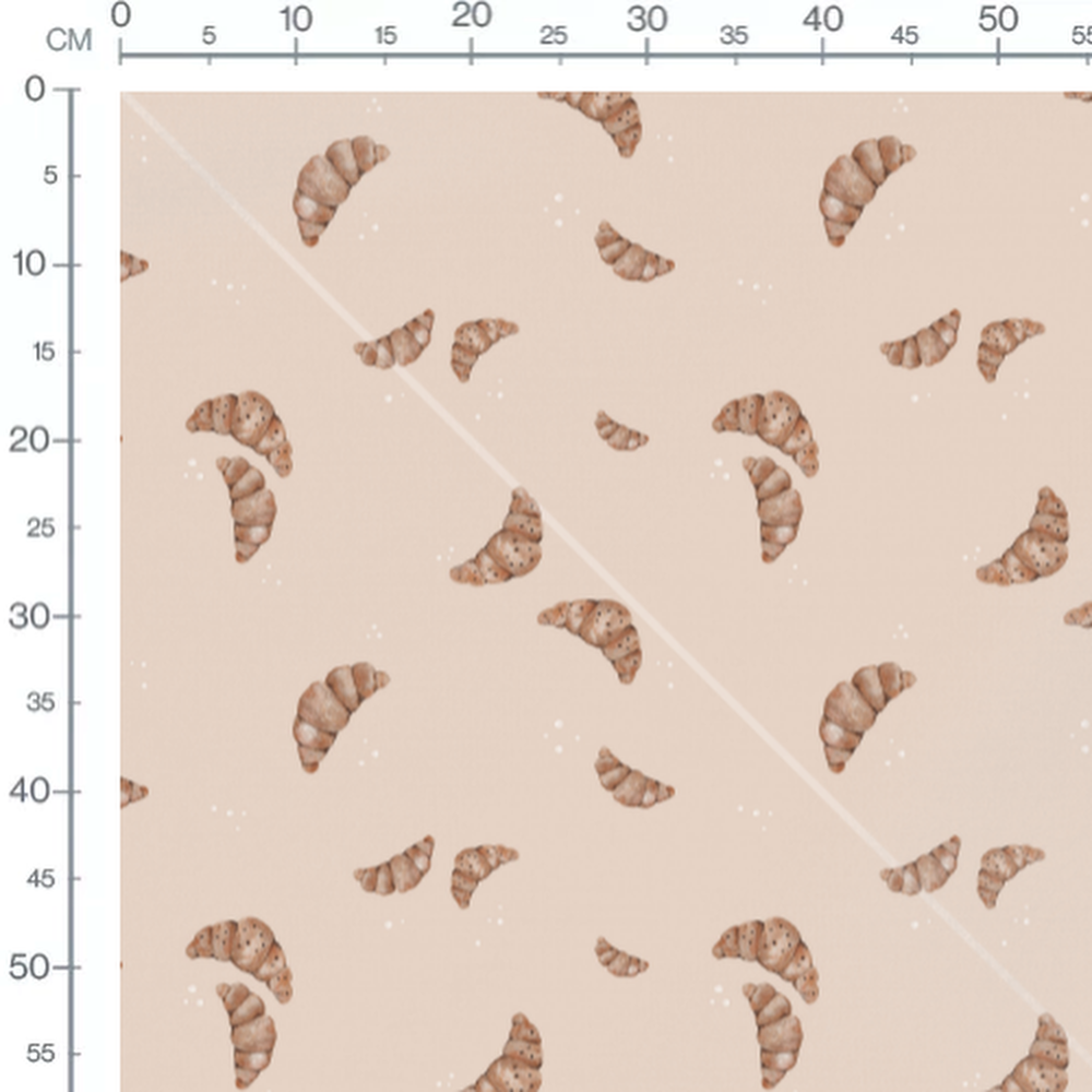 Tissu - Croissants bruns et taches blanches