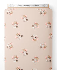Tissu - Souris couronnées fond beige