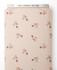 Tissu - Souris couronnées fond beige