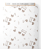 Tissu - Oursons clair et notes joyeuses