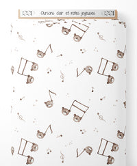 Tissu - Oursons clair et notes joyeuses