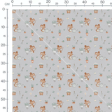 Tissu - Souris jardinières sur fond gris