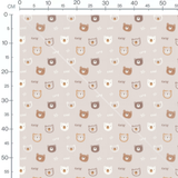 Tissu - Têtes d'ours marron et blanc