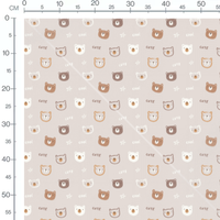 Tissu - Têtes d'ours marron et blanc