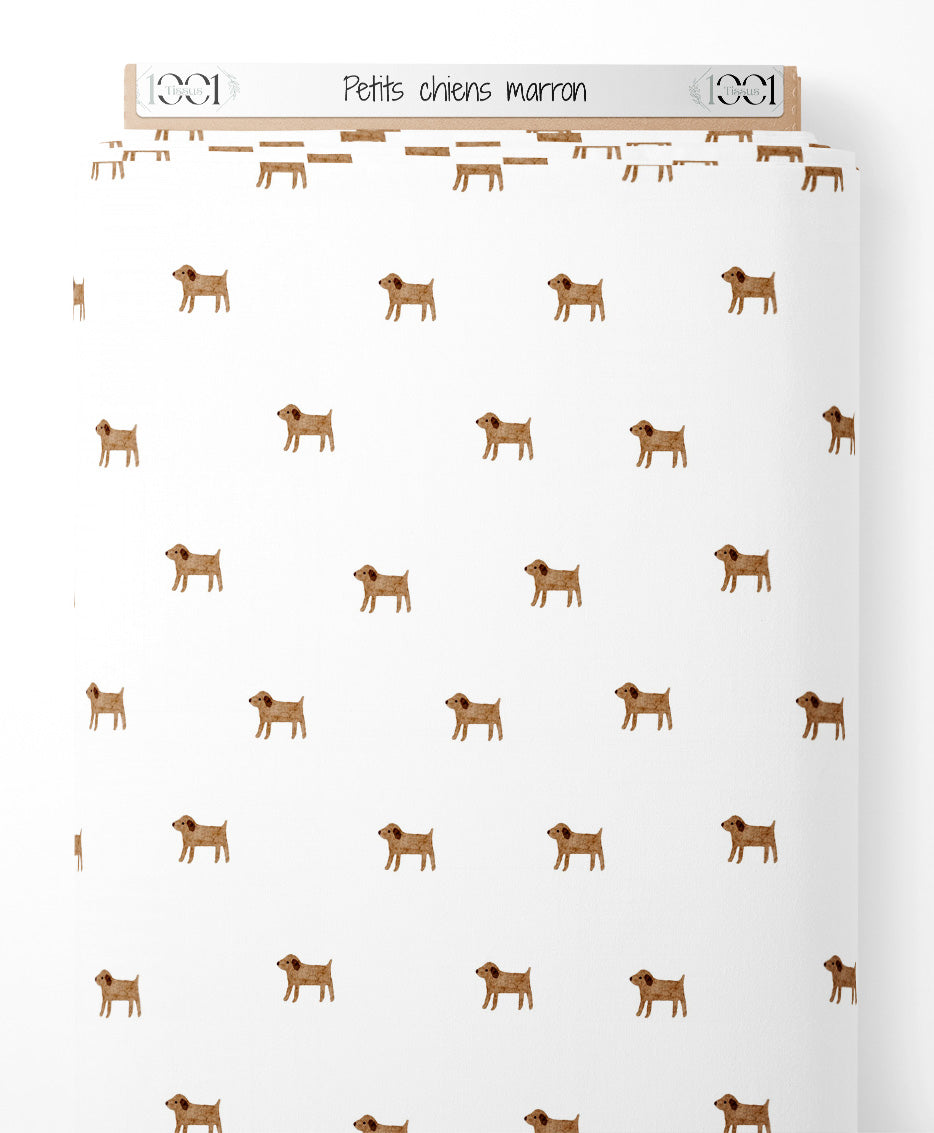 Tissu - Petits chiens marron