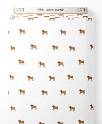 Tissu - Petits chiens marron