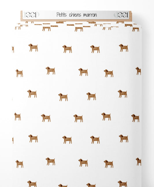 Tissu - Petits chiens marron