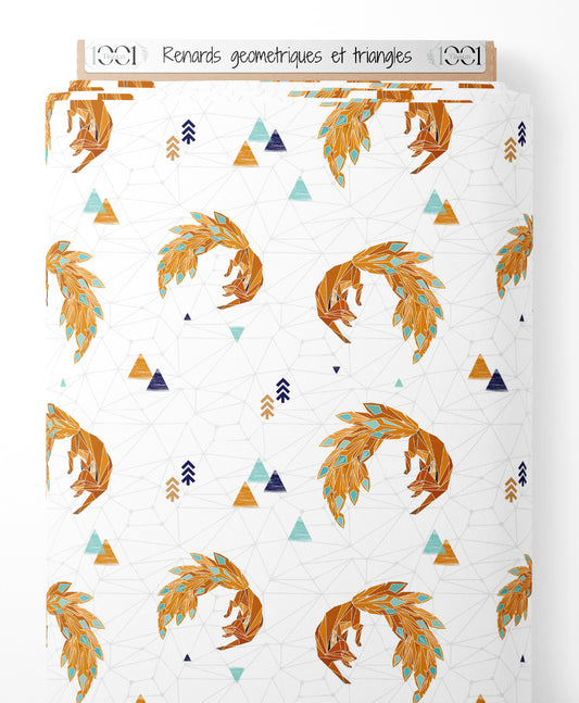 Tissu - Renards géométriques et triangles
