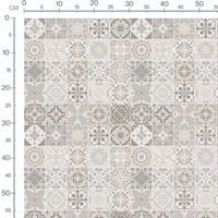 Tissu - Carreaux étoilés beige et gris
