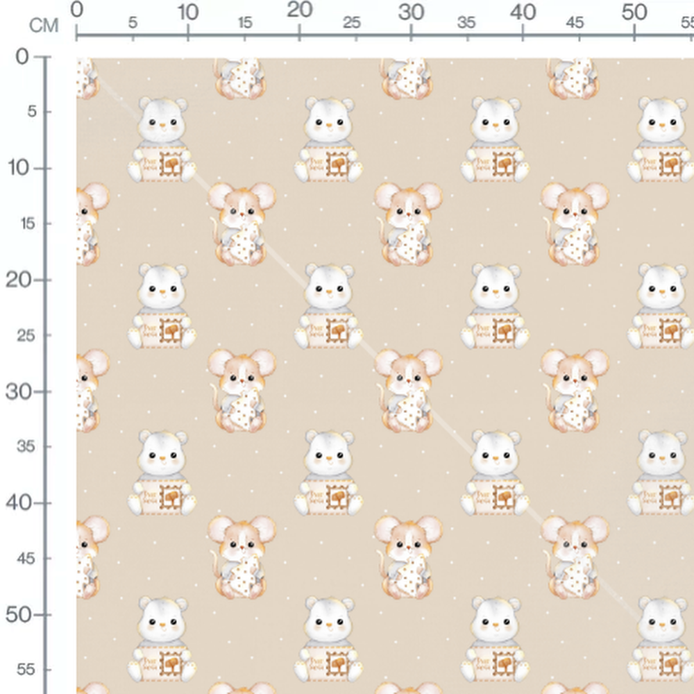 Tissu - Souris et lettre au Père Noël