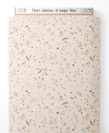 Tissu - Fleurs blanches et beiges fines
