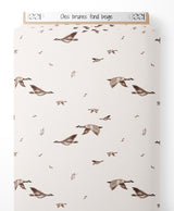 Tissu - Oies brunes sur fond beige