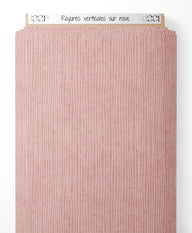 Tissu - Rayures verticales sur rose