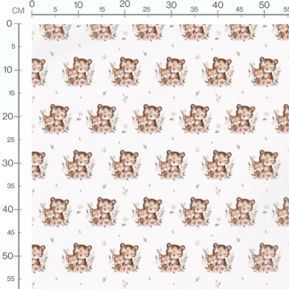Tissu - Tigres et fleurs pastel