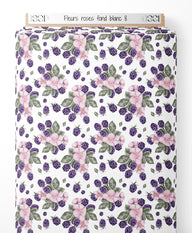 Tissu - Fleurs roses sur fond blanc 8