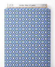 Tissu - Cercles bleus et jaunes