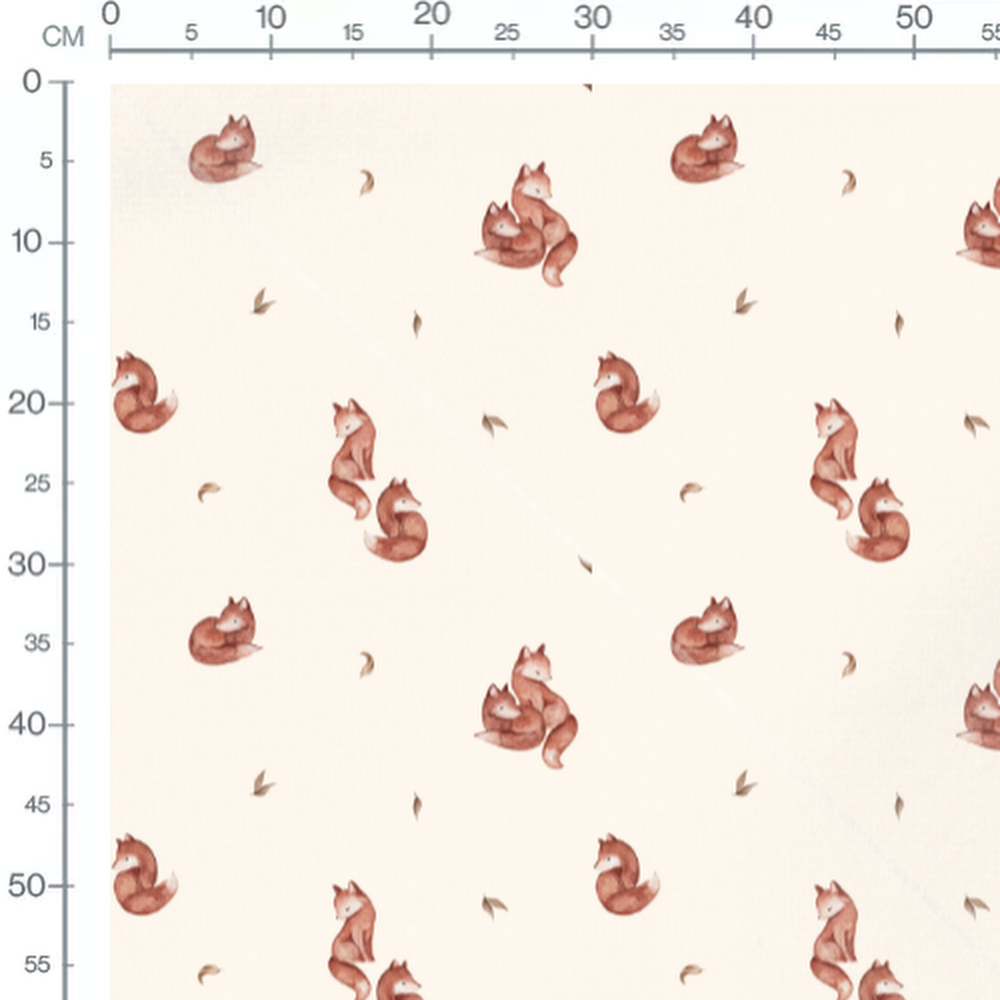 Tissu - Renards et feuilles beige