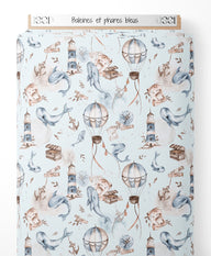 Tissu - Baleines et phares bleus