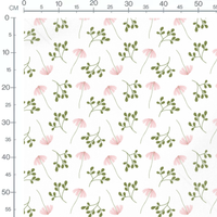 Tissu - Fleurs roses et branches vertes