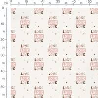 Tissu - Motif LOVE et cœurs