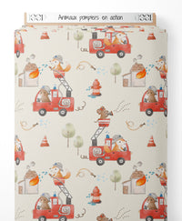 Tissu - Animaux pompiers en action