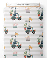 Tissu - Girafes sur scooters