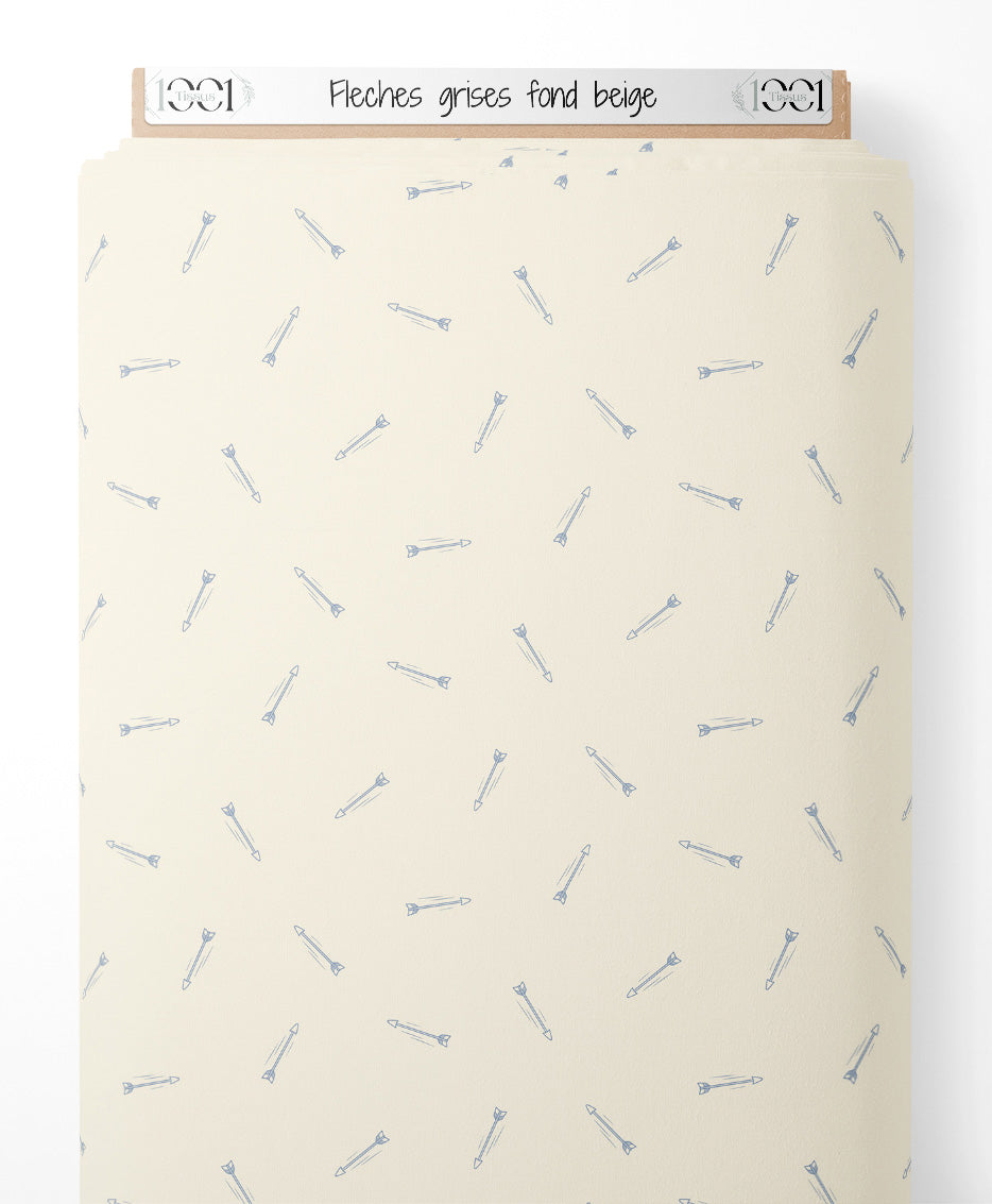 Tissu - Flèches grises sur fond beige