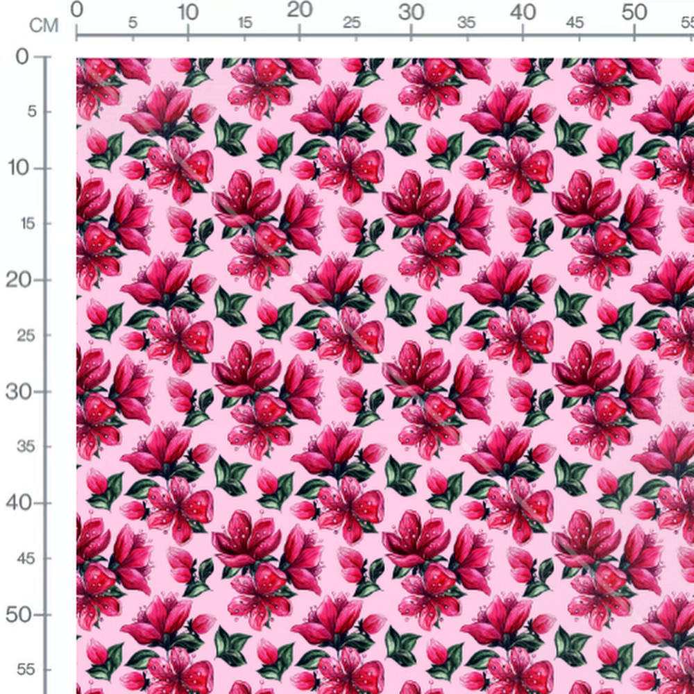 Tissu - Fleurs roses aux nuances vives