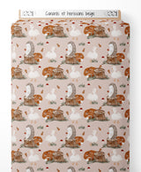 Tissu - Canards et hérissons beige