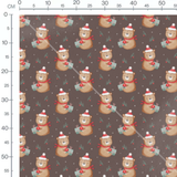 Tissu - Ours et cadeaux sur marron