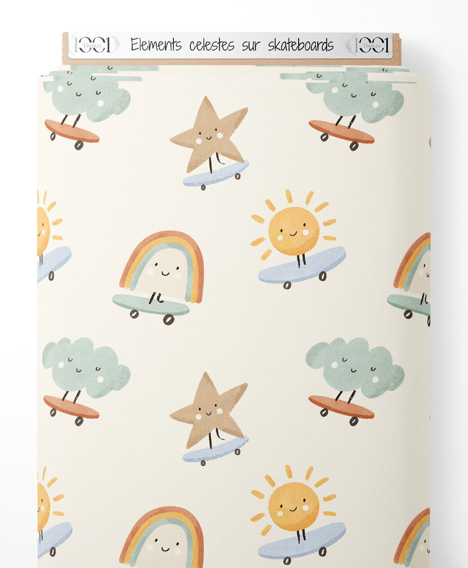 Tissu - Éléments célestes sur skateboards