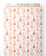 Tissu - sapin rose dore