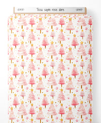 Tissu - sapin rose dore